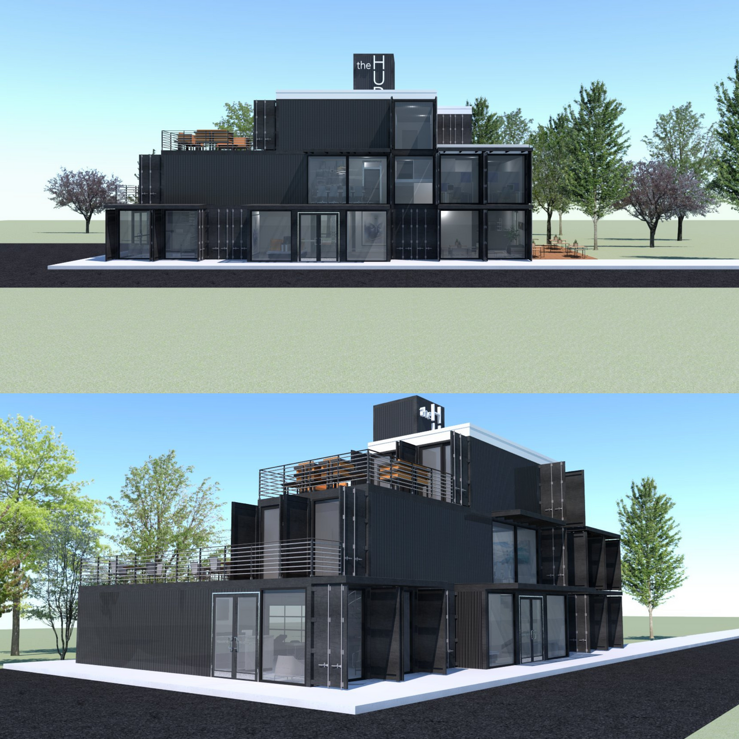 Custom Container Builders Co Working Space Elevations