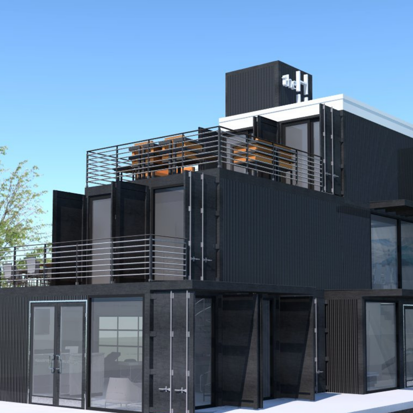 Custom Container Builders Co Working Space Elevations