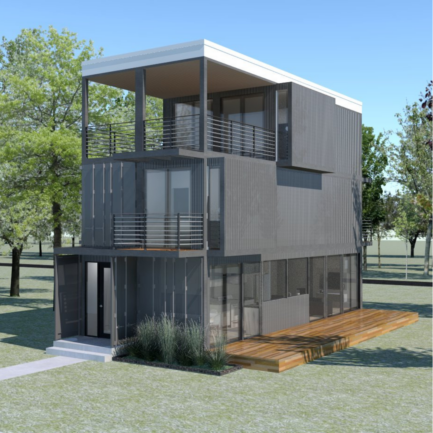 The Newport Custom Container Builders Home SIDE ELEVATION