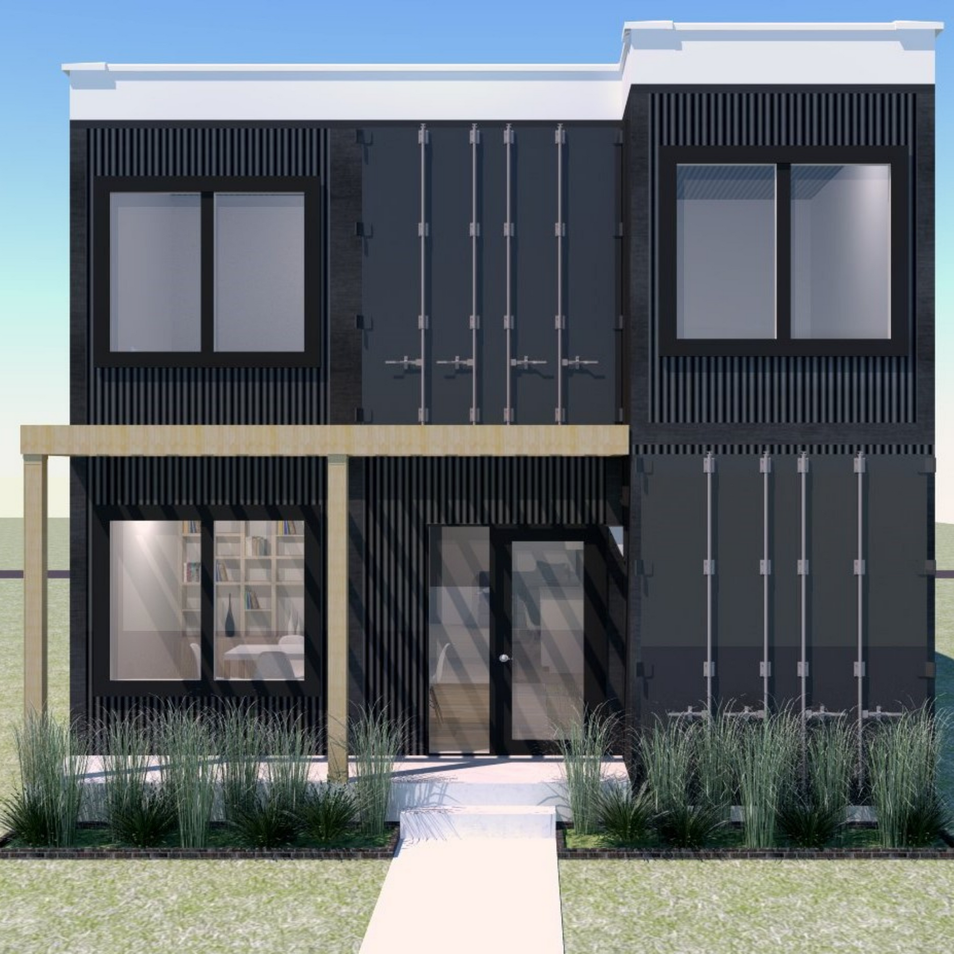 The Avalon Custom Container Builders Home Front Elevation