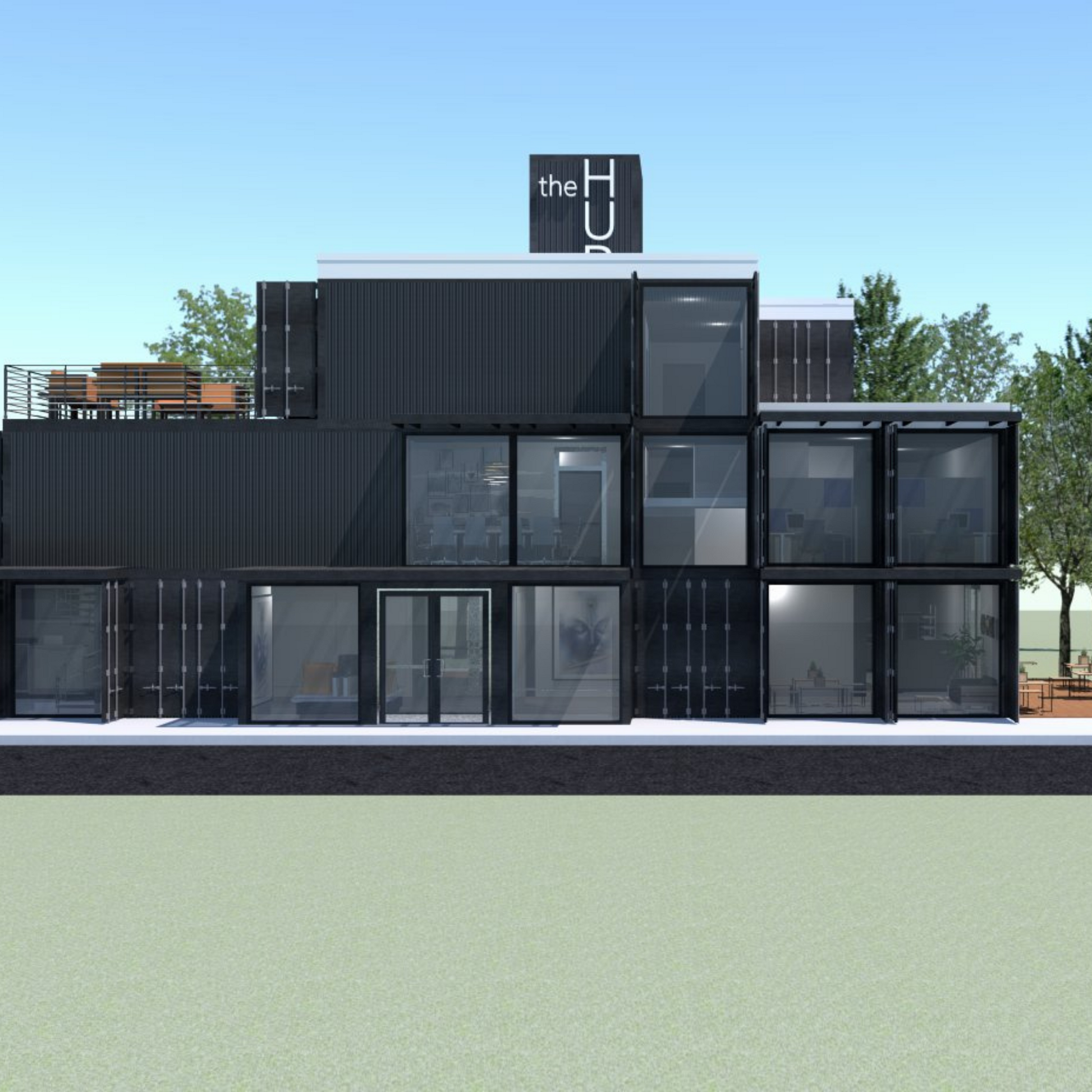 Custom Container Builders Co Working Space Elevations